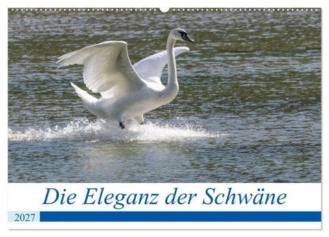 Die Eleganz der Schwäne (Wandkalender 2027 DIN A2 quer), CALVENDO Monatskalender