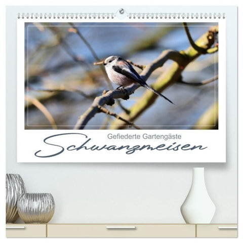 Gefiederte Gartengäste, Schwanzmeisen (hochwertiger Premium Wandkalender 2027 DIN A2 quer), Kunstdruck in Hochglanz