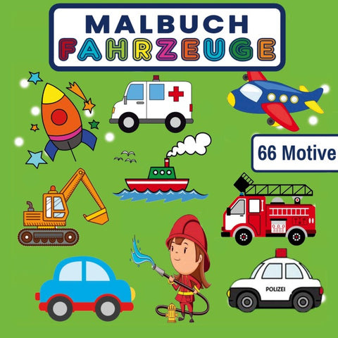 MALBUCH FAHRZEUGE mit 66 MOTIVE auf 136 SEITEN