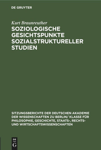 Soziologische Gesichtspunkte sozialstruktureller Studien