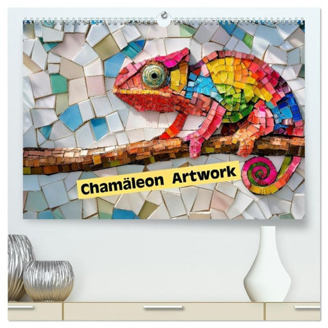 Chamäleon Artwork (hochwertiger Premium Wandkalender 2027 DIN A2 quer), Kunstdruck in Hochglanz