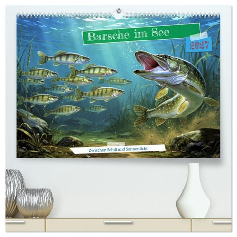 Barsche im See (hochwertiger Premium Wandkalender 2027 DIN A2 quer), Kunstdruck in Hochglanz