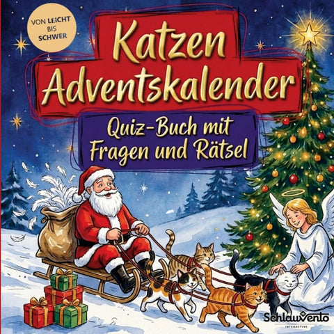 Katzen-Adventskalender: Quiz-Buch mit Fragen und Rätsel