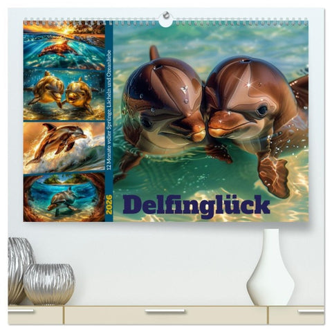 Delfinglück (hochwertiger Premium Wandkalender 2026 DIN A2 quer), Kunstdruck in Hochglanz