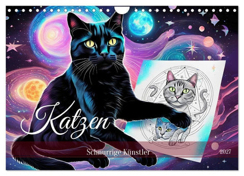 Katzen Schnurrige Künstler (Wandkalender 2027 DIN A4 quer), CALVENDO Monatskalender