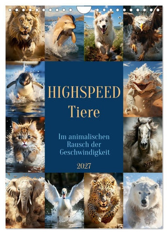 Highspeed Tiere (Wandkalender 2027 DIN A4 hoch), CALVENDO Monatskalender
