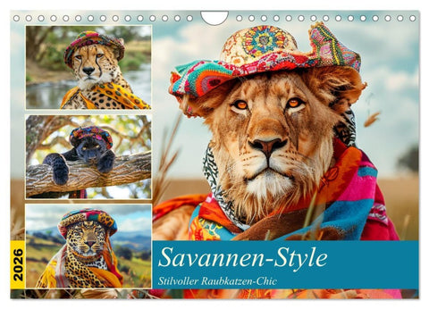 Savannen-Style. Stilvoller Raubkatzen-Chic (Wandkalender 2026 DIN A4 quer), CALVENDO Monatskalender