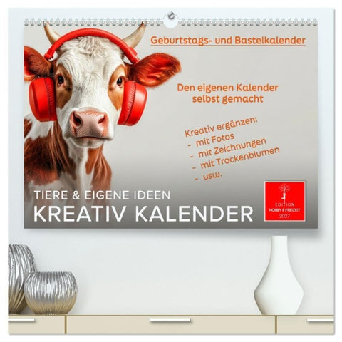 Kreativ Kalender - Tiere & eigene Ideen (hochwertiger Premium Wandkalender 2027 DIN A2 quer), Kunstdruck in Hochglanz