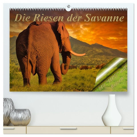 Die Riesen der Savanne (hochwertiger Premium Wandkalender 2027 DIN A2 quer), Kunstdruck in Hochglanz