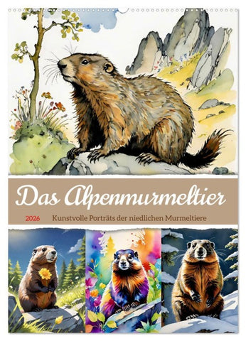 Das Alpenmurmeltier (Wandkalender 2026 DIN A2 hoch), CALVENDO Monatskalender