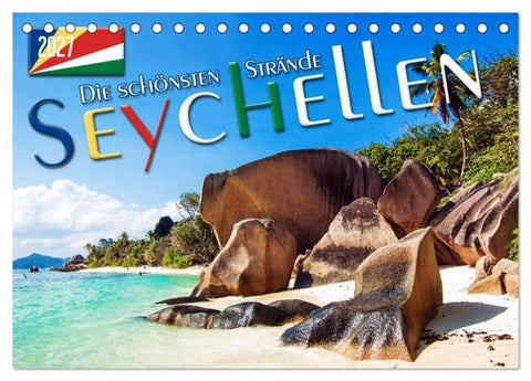 Seychellen - Die schönsten Strände (Tischkalender 2027 DIN A5 quer), CALVENDO Monatskalender