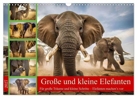 Große und kleine Elefanten (Wandkalender 2027 DIN A3 quer), CALVENDO Monatskalender