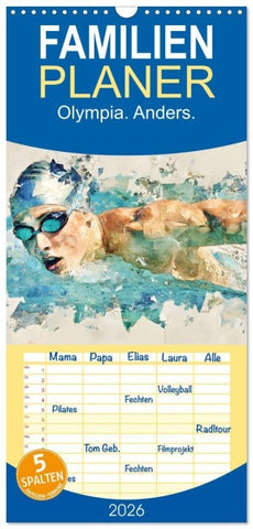 Familienplaner 2026 - Olympia. Anders. mit 5 Spalten (Wandkalender, 21 x 45 cm) CALVENDO