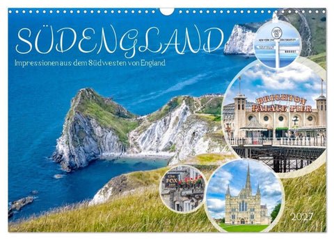Südengland - Impressionen aus dem Südwesten von England (Wandkalender 2027 DIN A3 quer), CALVENDO Monatskalender