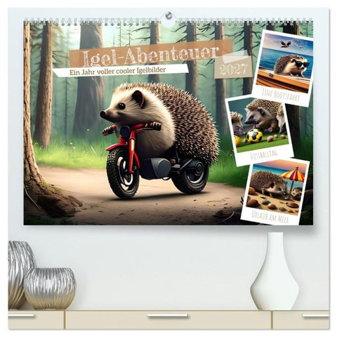 Igel-Abenteuer (hochwertiger Premium Wandkalender 2027 DIN A2 quer), Kunstdruck in Hochglanz