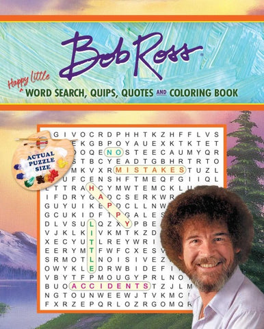 Bob Ross Happy Little Word Search, Quips, Quotes and Coloring Book