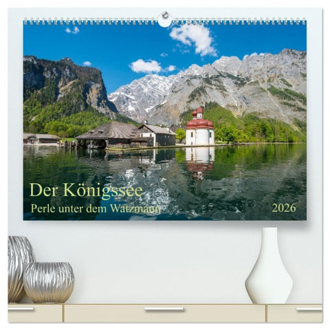 Der Königssee Perle unter dem Watzmann (hochwertiger Premium Wandkalender 2026 DIN A2 quer), Kunstdruck in Hochglanz