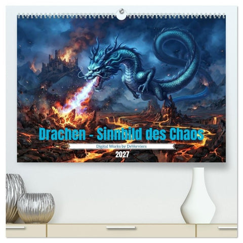 Drachen - Sinnbild des Chaos (hochwertiger Premium Wandkalender 2027 DIN A2 quer), Kunstdruck in Hochglanz