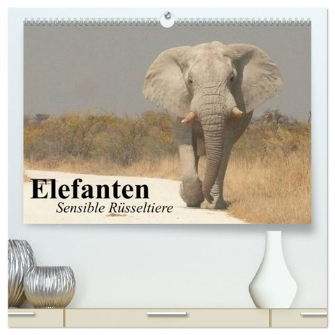 Elefanten. Sensible Rüsseltiere (hochwertiger Premium Wandkalender 2027 DIN A2 quer), Kunstdruck in Hochglanz
