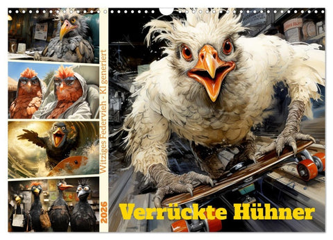 Verrückte Hühner (Wandkalender 2026 DIN A3 quer), CALVENDO Monatskalender