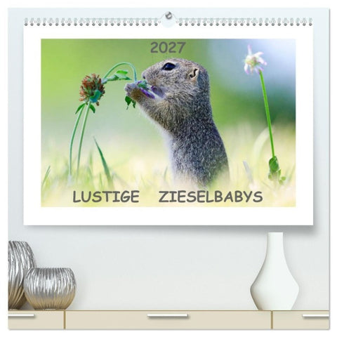 Lustige Zieselbabys (hochwertiger Premium Wandkalender 2027 DIN A2 quer), Kunstdruck in Hochglanz