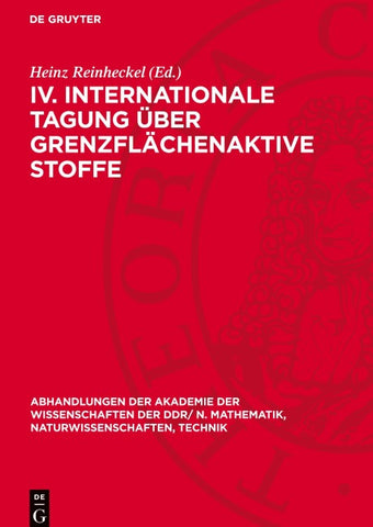 IV. Internationale Tagung über Grenzflächenaktive Stoffe