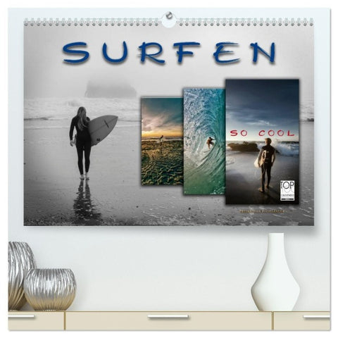 Surfen - so cool (hochwertiger Premium Wandkalender 2027 DIN A2 quer), Kunstdruck in Hochglanz