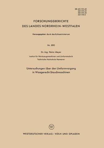 Untersuchungen über den Umformvorgang in Waagerecht-Stauchmaschinen
