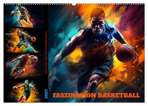 Faszination Basketball (Wandkalender 2027 DIN A2 quer), CALVENDO Monatskalender