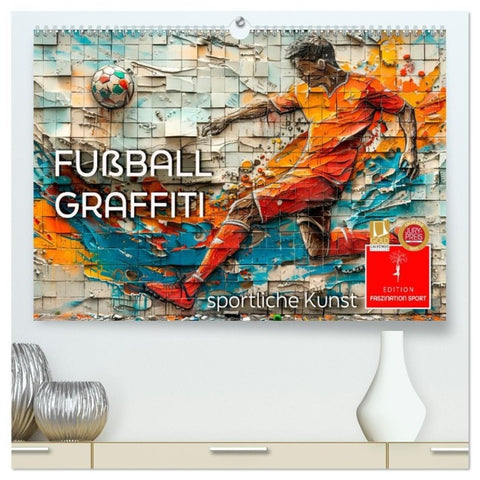 Fußball Graffiti - sportliche Kunst (hochwertiger Premium Wandkalender 2027 DIN A2 quer), Kunstdruck in Hochglanz