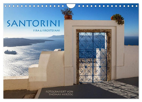 Santorini Fira & Firostefani (Wandkalender 2027 DIN A4 quer), CALVENDO Monatskalender