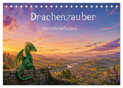 Drachenzauber - Gemütliche Fantasy (Tischkalender 2027 DIN A5 quer), CALVENDO Monatskalender