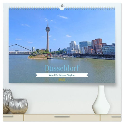 Düsseldorf Vom Ufer bis zur Skyline (hochwertiger Premium Wandkalender 2027 DIN A2 quer), Kunstdruck in Hochglanz