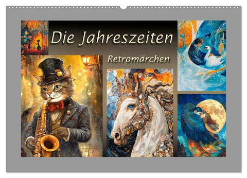 Die Jahreszeiten. Retromärchen (Wandkalender 2026 DIN A2 quer), CALVENDO Monatskalender