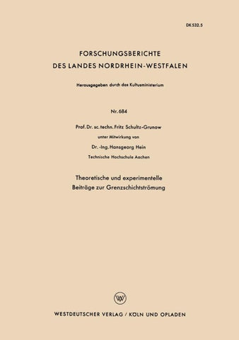 Theoretische und experimentelle Beiträge zur Grenzschichtströmung