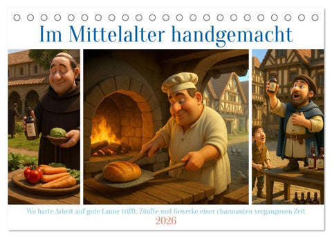 Im Mittelalter handgemacht (Tischkalender 2026 DIN A5 quer), CALVENDO Monatskalender