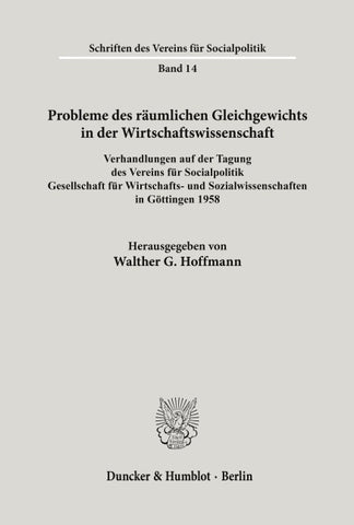 Probleme des räumlichen Gleichgewichts in der Wirtschaftswissenschaft.