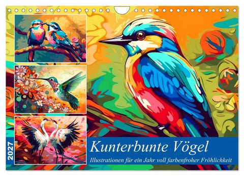 Kunterbunte Vögel (Wandkalender 2027 DIN A4 quer), CALVENDO Monatskalender