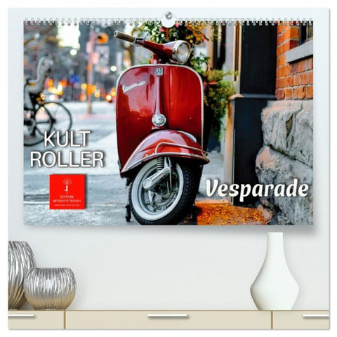 Kult Roller - Vesparade (hochwertiger Premium Wandkalender 2027 DIN A2 quer), Kunstdruck in Hochglanz