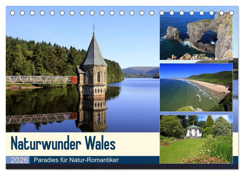 Naturwunder Wales (Tischkalender 2026 DIN A5 quer), CALVENDO Monatskalender