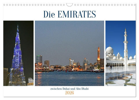 Die EMIRATES zwischen Dubai und Abu Dhabi (Wandkalender 2026 DIN A3 quer), CALVENDO Monatskalender