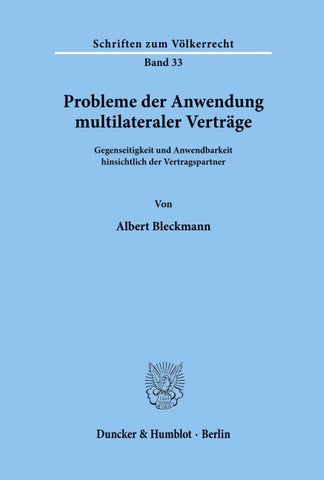 Probleme der Anwendung multilateraler Verträge.