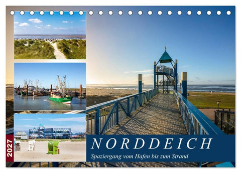 Norddeich Spaziergang vom Hafen bis zum Strand (Tischkalender 2027 DIN A5 quer), CALVENDO Monatskalender