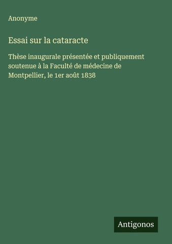 Essai sur la cataracte