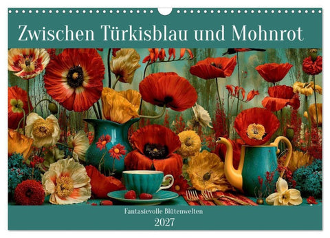 Zwischen Türkisblau und Mohnrot (Wandkalender 2027 DIN A3 quer), CALVENDO Monatskalender