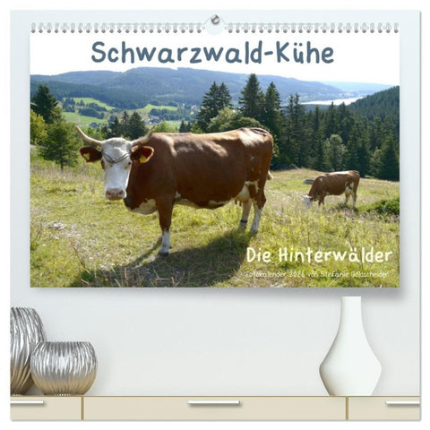 Schwarzwald-Kühe - Die Hinterwälder (hochwertiger Premium Wandkalender 2026 DIN A2 quer), Kunstdruck in Hochglanz