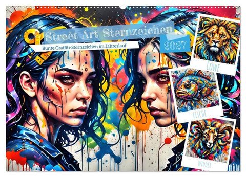 Street Art Sternzeichen (Wandkalender 2027 DIN A2 quer), CALVENDO Monatskalender