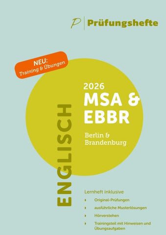 Prüfungsheft & Training - 2026 Englisch MSA und eBBR – Berlin und Brandenburg – Original-Prüfungen und Lösungen