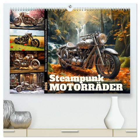 Steampunk Motorräder (hochwertiger Premium Wandkalender 2026 DIN A2 quer), Kunstdruck in Hochglanz