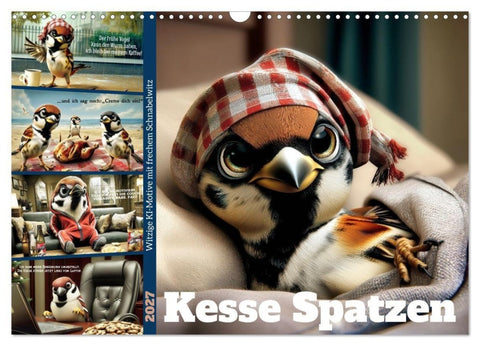 Kesse Spatzen (Wandkalender 2027 DIN A3 quer), CALVENDO Monatskalender